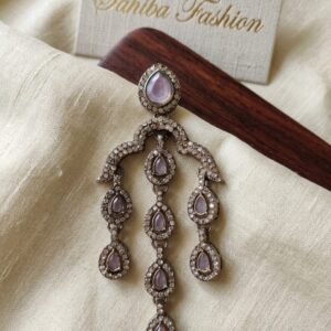 elegant sky blue stone kundan chandelier earrings for women – traditional indian bridal jewelry