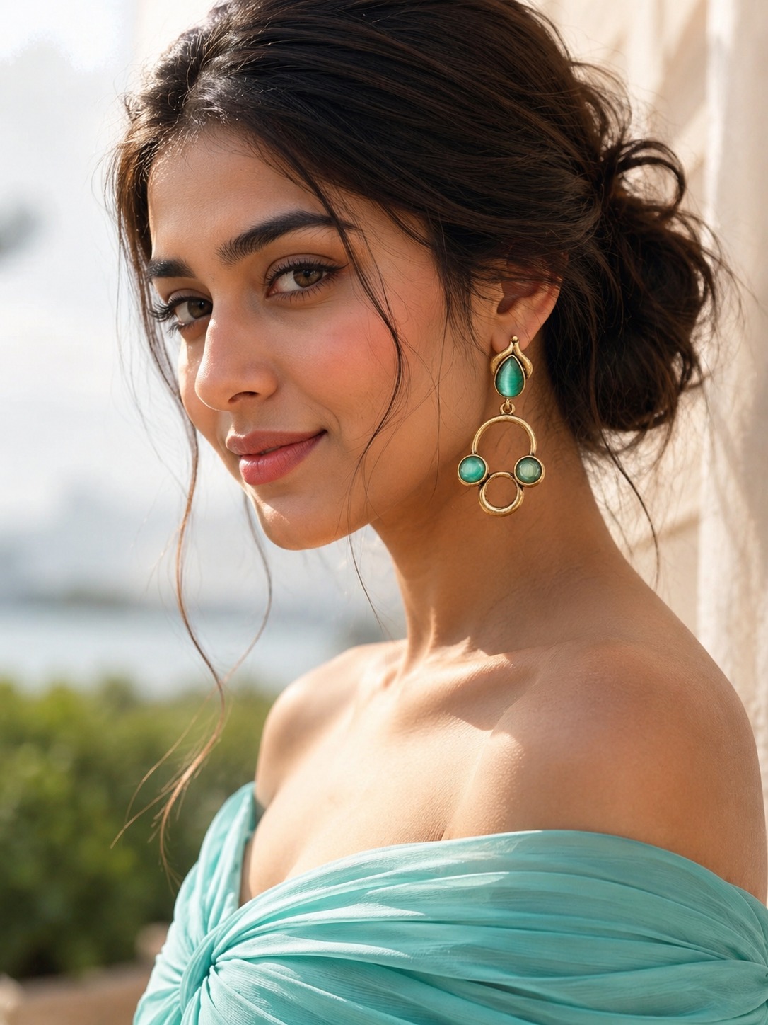 teal stone minimal drop earrings | anti tarnish geometric statement earrings teal stone minimal drop earrings | anti tarnish geometric statement earrings