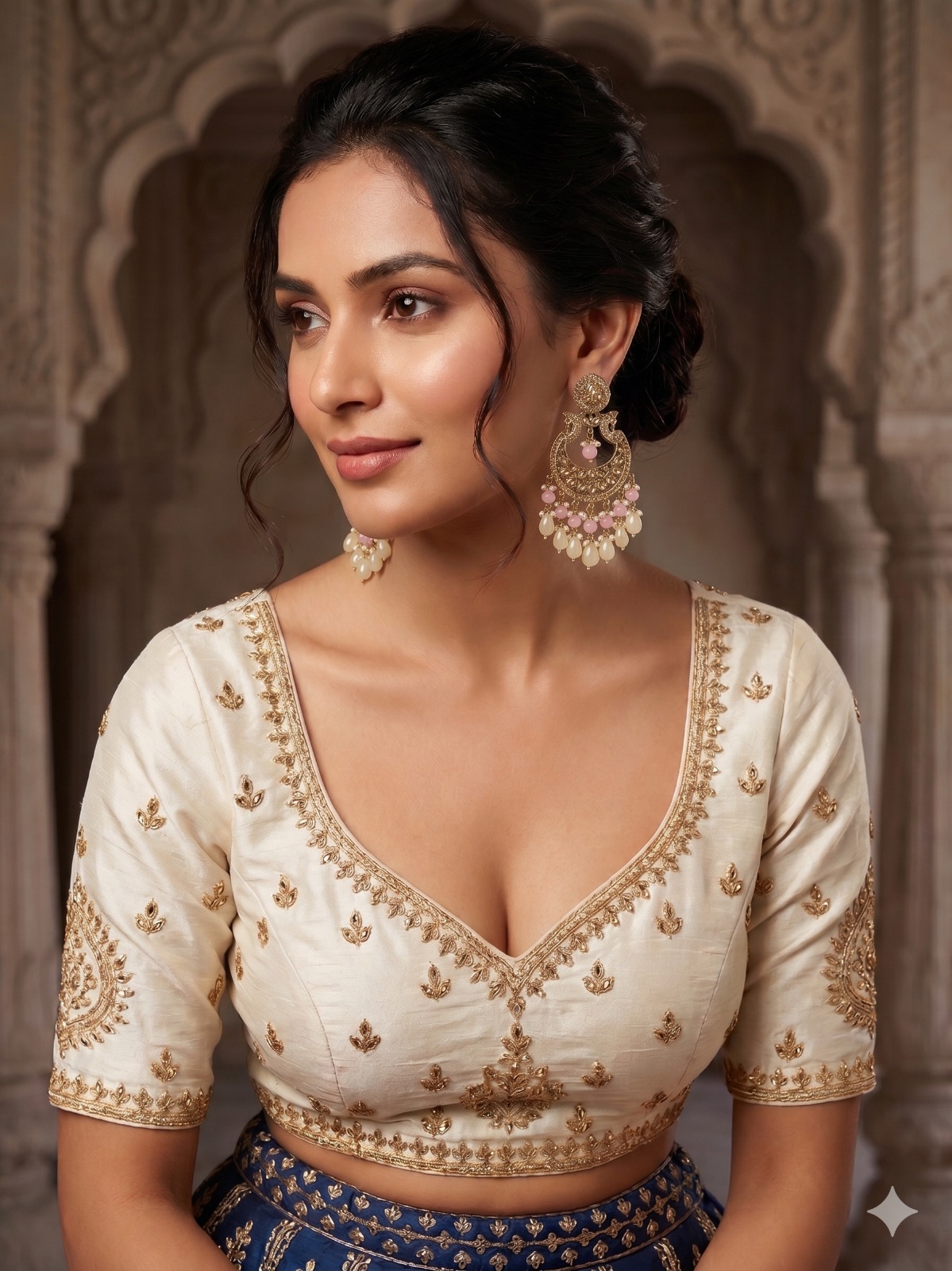 blush pink pearl chandbali earrings with beads | anti tarnish festive statement jhumka blush pink pearl chandbali earrings with beads | anti tarnish festive statement jhumka