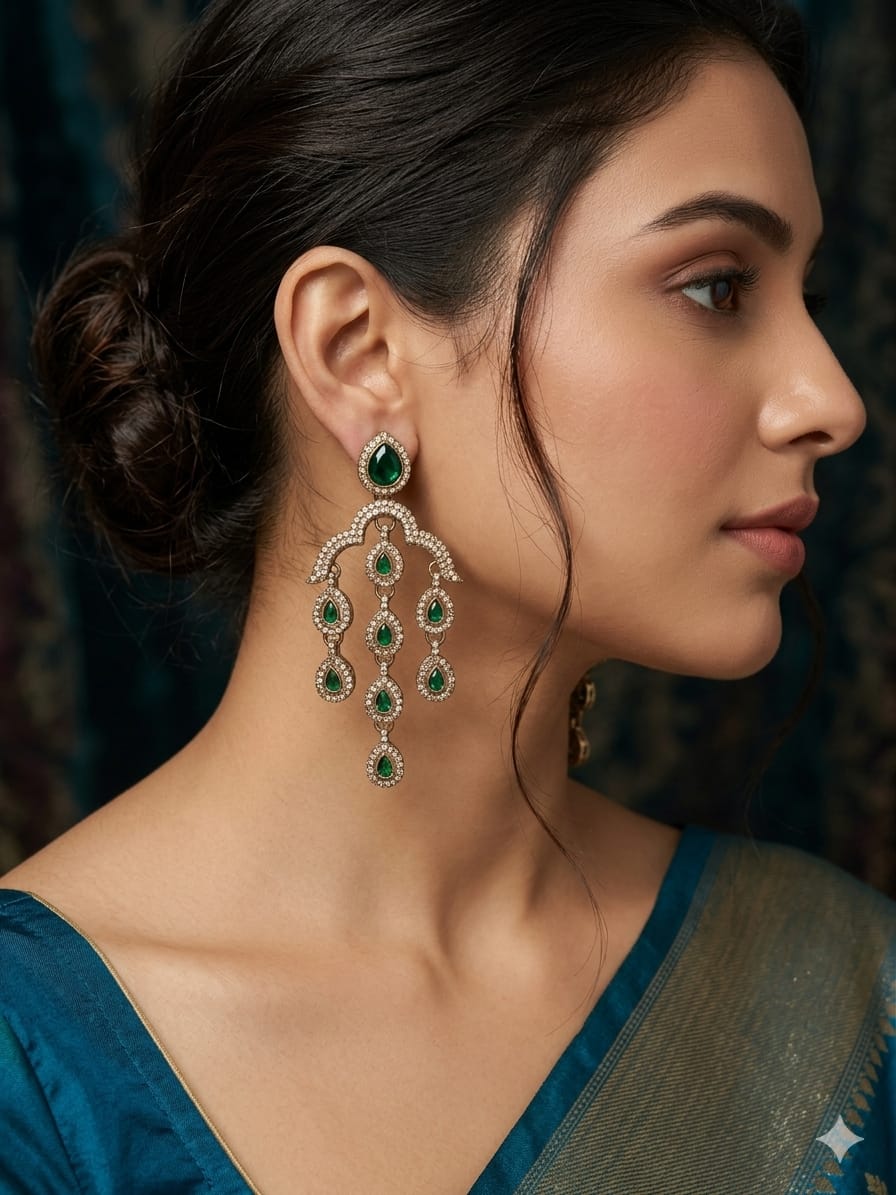 elegant green stone kundan chandelier earrings for women – traditional indian wedding jewelry elegant green stone kundan chandelier earrings for women – traditional indian wedding jewelry