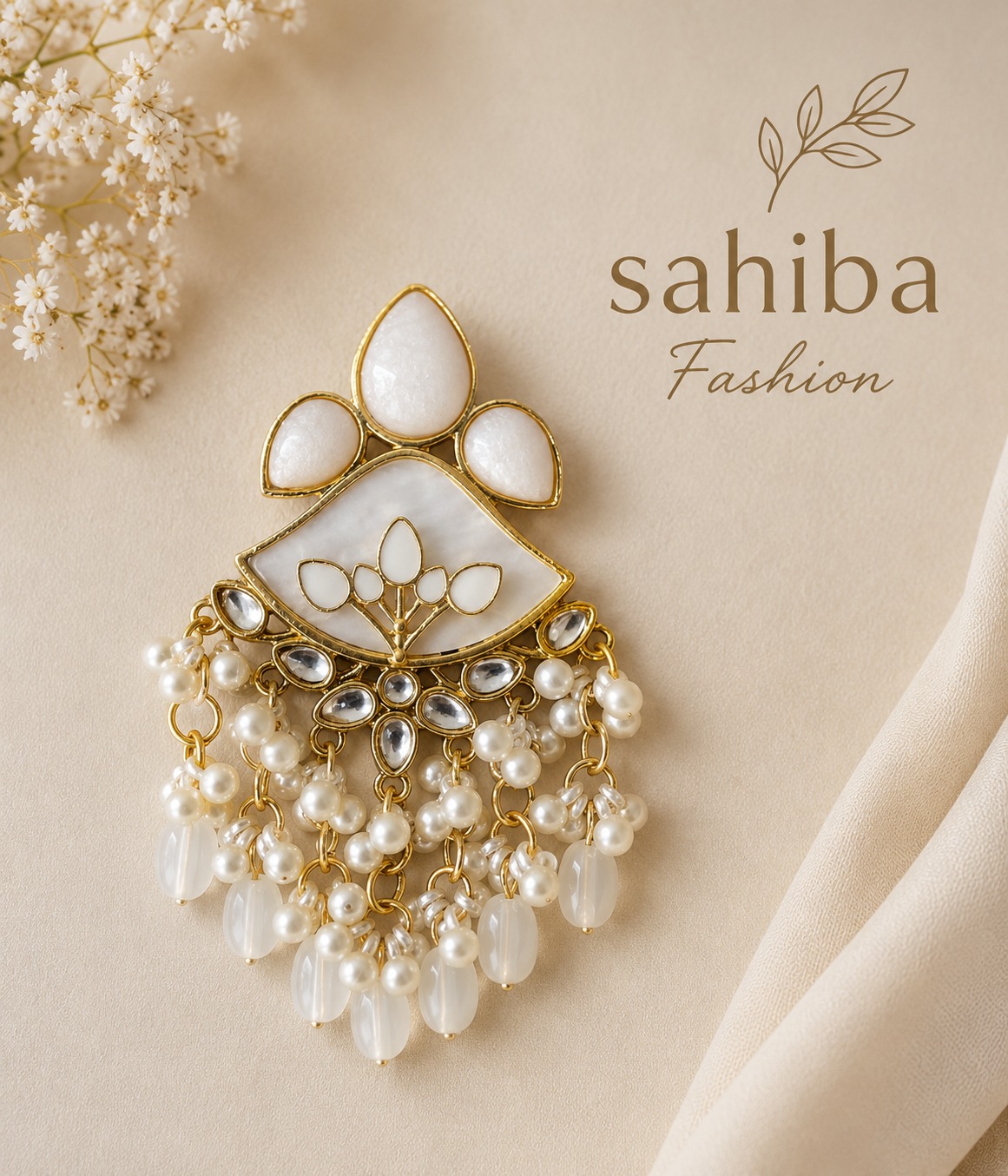 off white kundan pearl tassel earrings for women | ethnic fusion statement earrings off white kundan pearl tassel earrings for women | ethnic fusion statement earrings