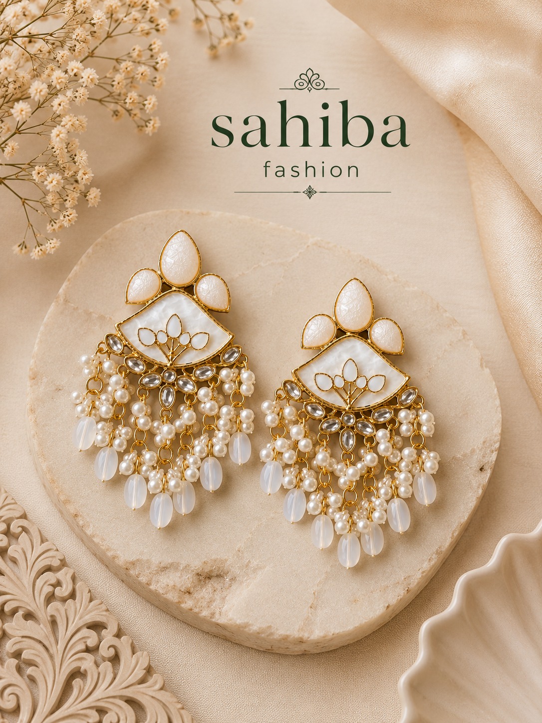 off white kundan pearl tassel earrings for women | ethnic fusion statement earrings off white kundan pearl tassel earrings for women | ethnic fusion statement earrings