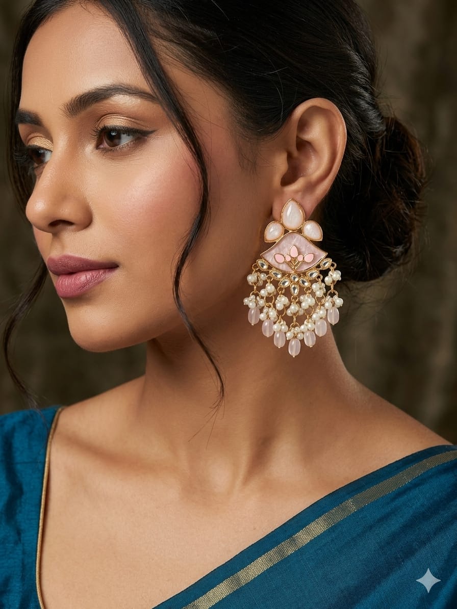 off white kundan pearl tassel earrings for women | ethnic fusion statement earrings off white kundan pearl tassel earrings for women | ethnic fusion statement earrings