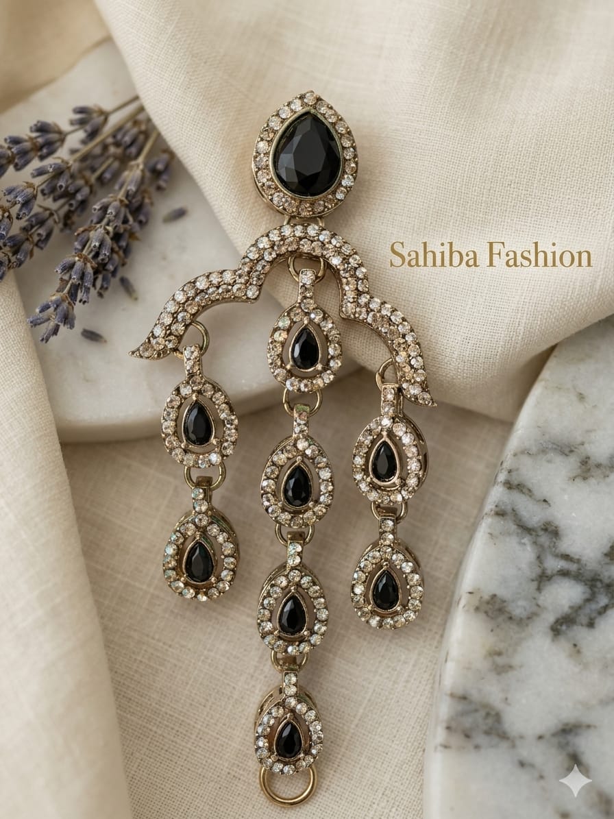 elegant champagne black stone kundan chandelier earrings for women – traditional indian bridal jewelry elegant champagne black stone kundan chandelier earrings for women – traditional indian bridal jewelry