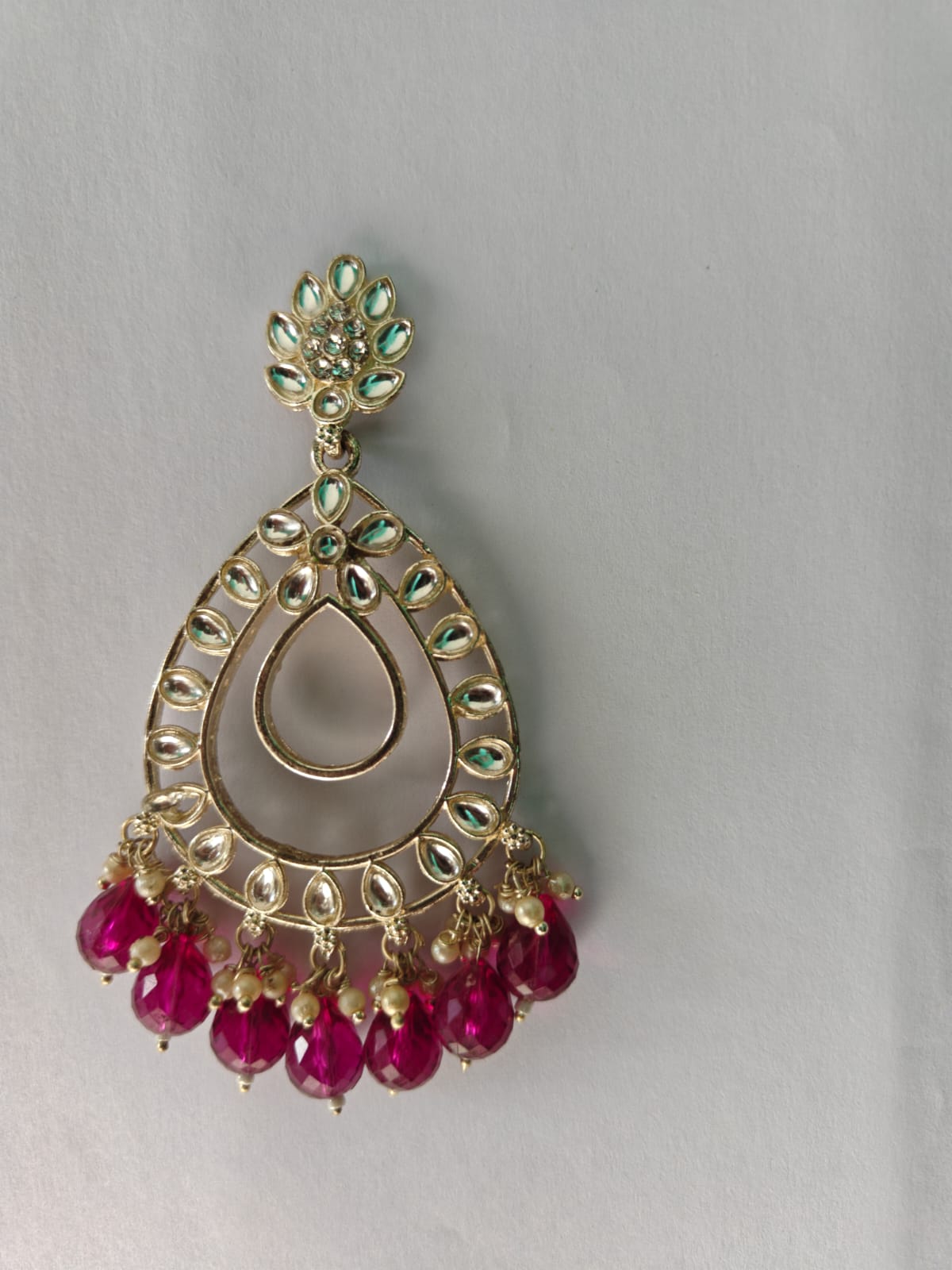 dark pink red teardrop statement earrings with beads | anti tarnish party wear jhumka dark pink red teardrop statement earrings with beads | anti tarnish party wear jhumka