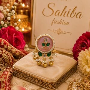 blush pink stone pearl kundan earrings mockup 1