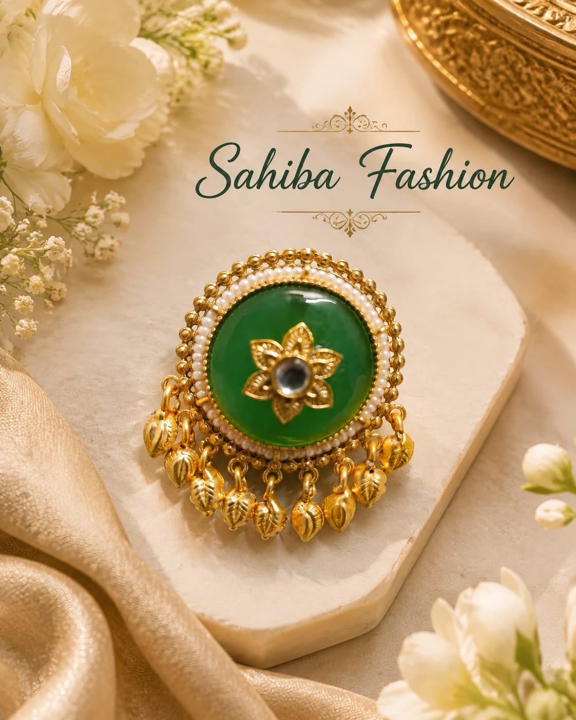 emerald green stone pearl border chandbali earrings mockup 2 emerald green stone pearl border chandbali earrings mockup 2