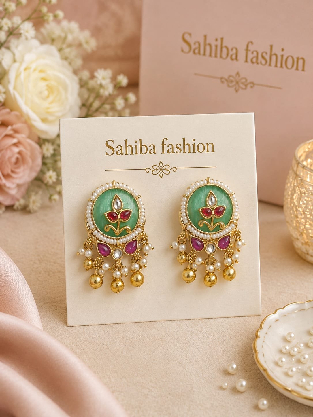 green stone small kundan earrings mockup 1 green stone small kundan earrings mockup 1